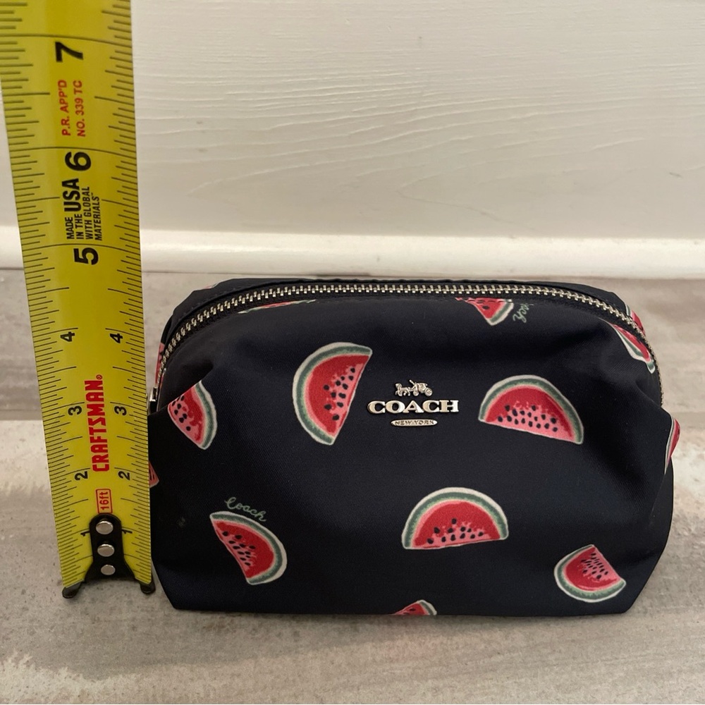 Coach Black Cosmetic Pouch with Red & Green Watermelon Print - Picture 12 of 12